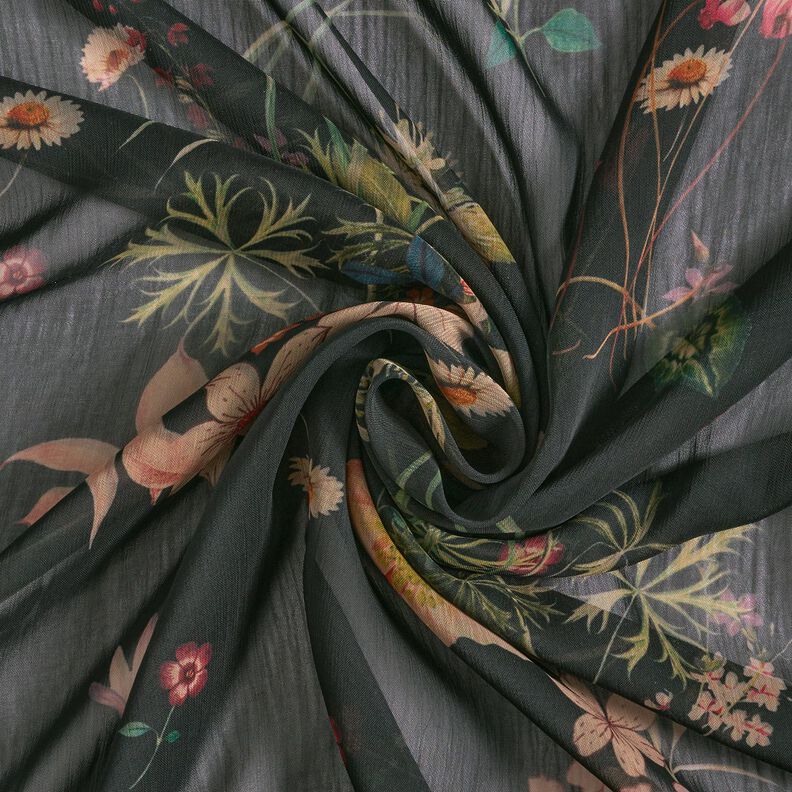 Prato fiorito in chiffon – nero | Resto 90cm,  image number 3