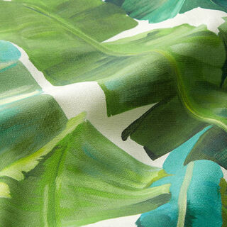 tessuto arredo tessuti canvas Foglie di palma dipinte – verde scuro/bianco lana, 