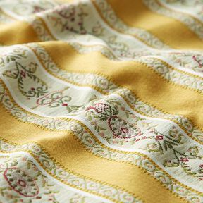 tessuto per arredi, jacquard, righe in stile Biedermeier – crema/arancio, 