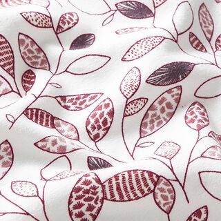jersey di cotone bio tralci e foglie astratti – bianco lana/rosso segnale, 