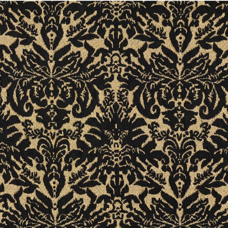 Jersey jacquard con motivi ornamentali – oro effetto metallizzato/nero,  image number 1