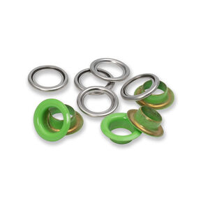 Occhielli con rondelle [20 pezzi | Ø 11 mm] | Prym – verde chiaro/argento effetto metallizzato, 