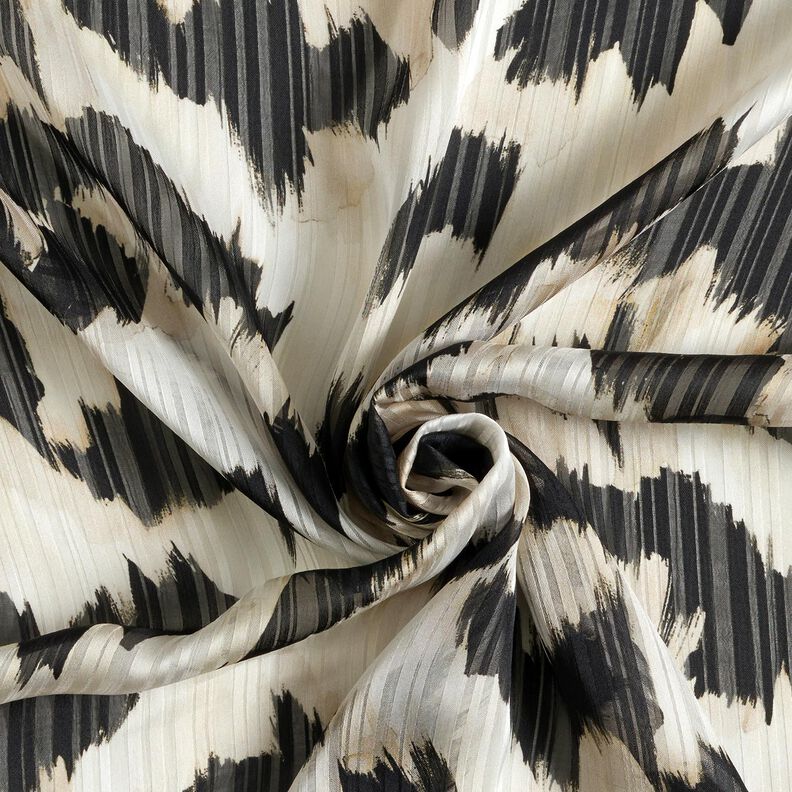 Chiffon a righe e pois devoré – bianco/nero, image number 3