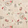 tessuto arredo mezzo panama Collage romantico – naturale/color bacca chiaro,  thumbnail number 1