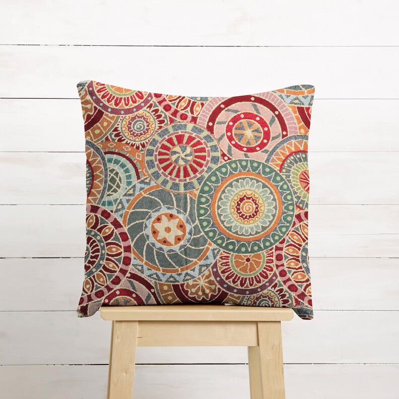 tessuto arredo gobelin Cerchi variopinti – rosso carminio/beige chiaro, image number 6