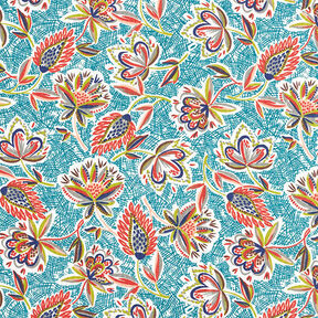 cretonne Foglie etniche – petrolio, 