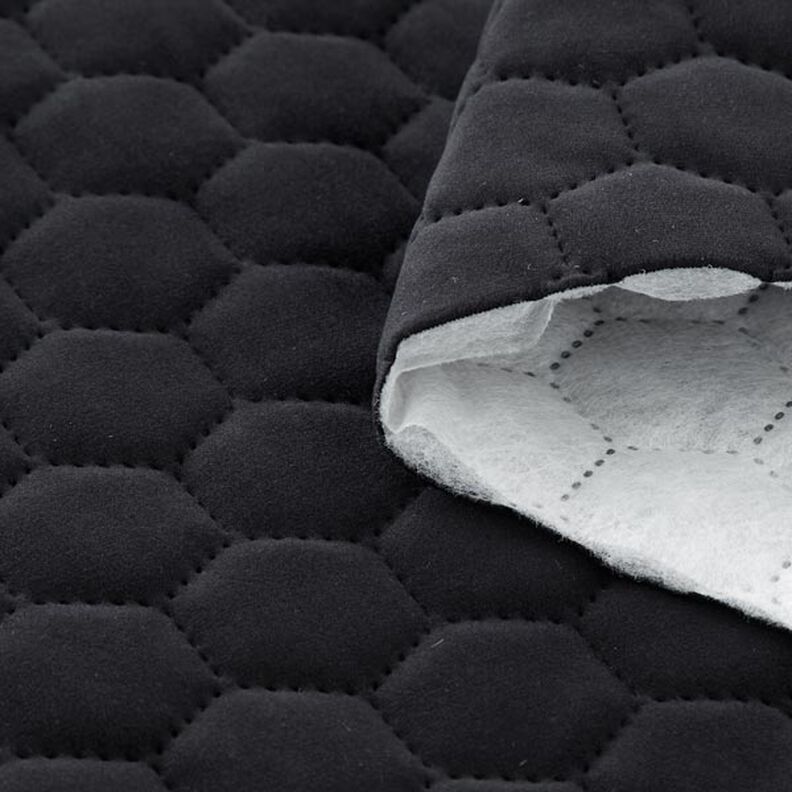 tessuto tappezzeria velluto trapuntato motivo a nido d’ape – nero,  image number 3