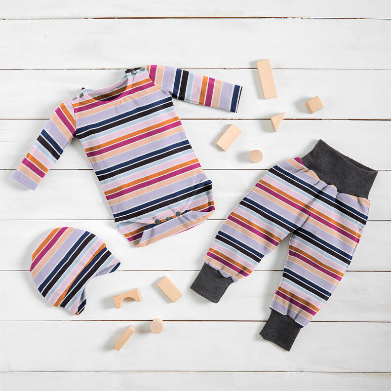 jersey di cotone Righe colorate | by Poppy uva/albicocca, image number 5