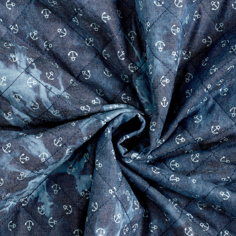 Tessuto Chambray trapuntato con ancora batik – colore blu jeans,  image number 4