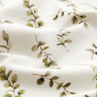 jersey di cotone Tralci di eucalipto stampa digitale  – bianco lana, 