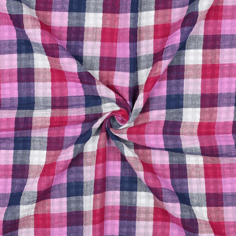 mussolina / tessuto doppio increspato Quadri double face | Poppy Fabrics – lillà/blu marino,  image number 3