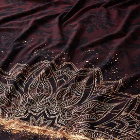 jersey di cotonetessuto con bordura Mandala con macchie dorate | Glitzerpüppi – marrone nerastro/oro, 