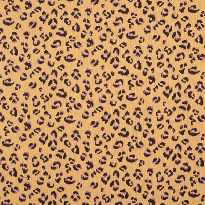 mussolina / tessuto doppio increspato Motivo leopardato – oro anticato/lillà rosso,  image number 1