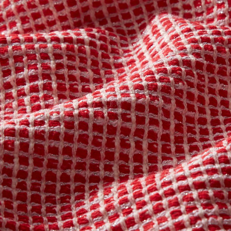 Struttura in misto cotone bouclé – rosso/bianco,  image number 2
