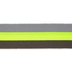 nastro gros-grain per borse, neon [ 40 mm ] – giallo neon/grigio, 