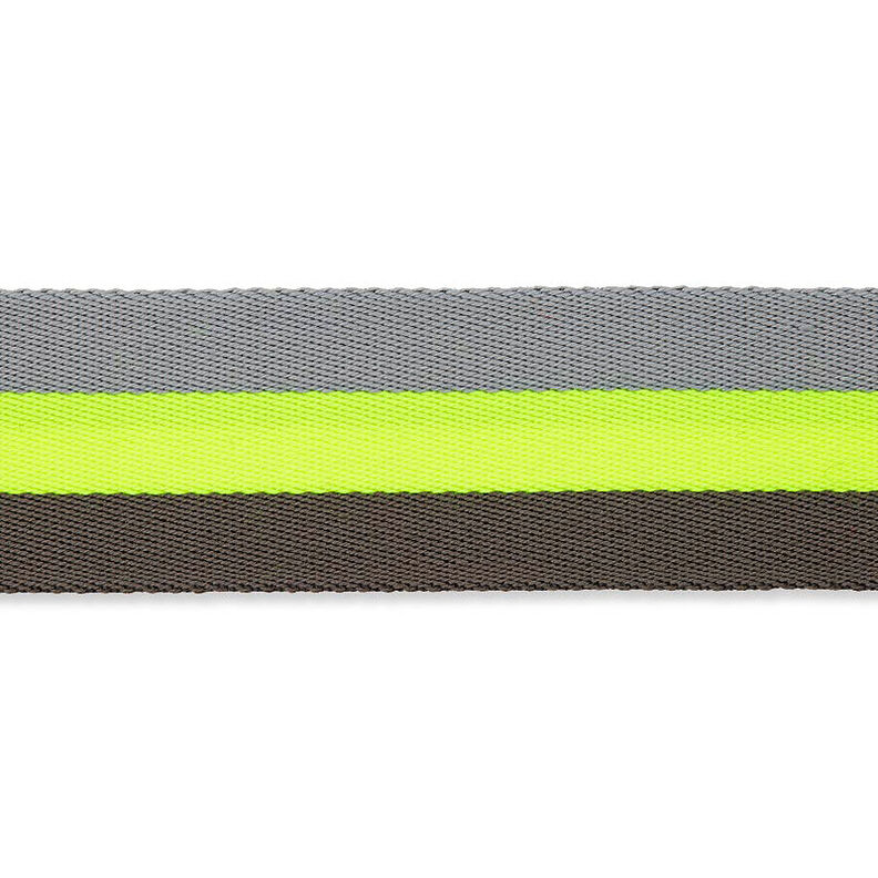 nastro gros-grain per borse, neon [ 40 mm ] – giallo neon/grigio,  image number 1