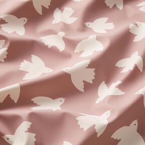 tessuto per impermeabili Uccelli stampa digitale – rosa antico chiaro, 