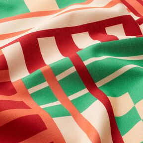 tessuto arredo mezzo panama Forme moderne – verde ginepro/rosso scuro, 