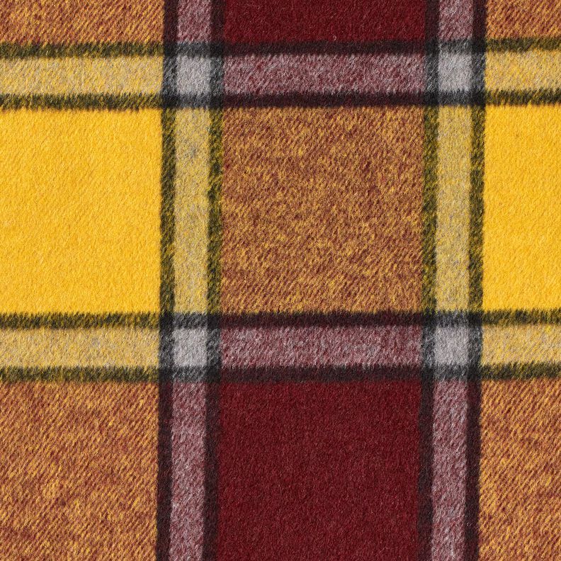 tessuto per cappotti Quadro ruvido – rosso Bordeaux/giallo curry,  image number 5