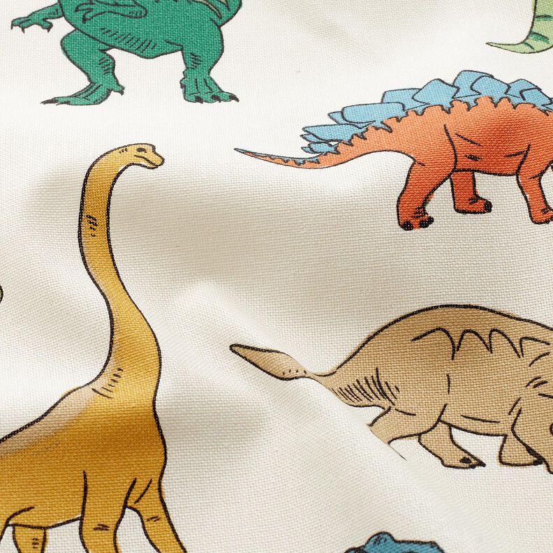 tessuto arredo mezzo panama Dinosauri marcati – bianco lana/verde scuro, image number 2