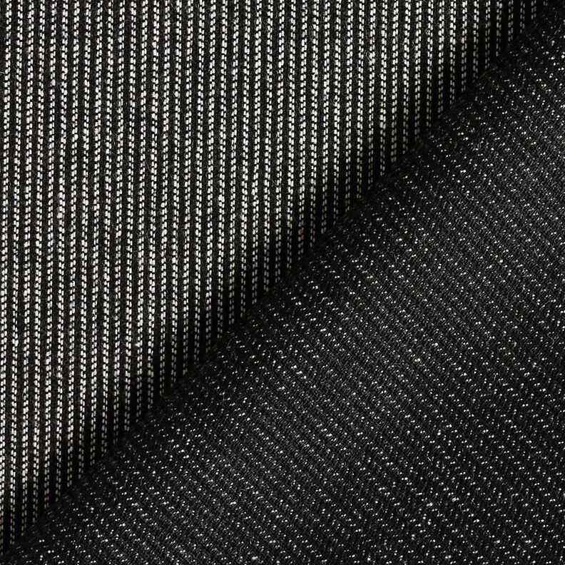 Tessuto per pantaloni in misto lana a righe melange – nero/bianco,  image number 3