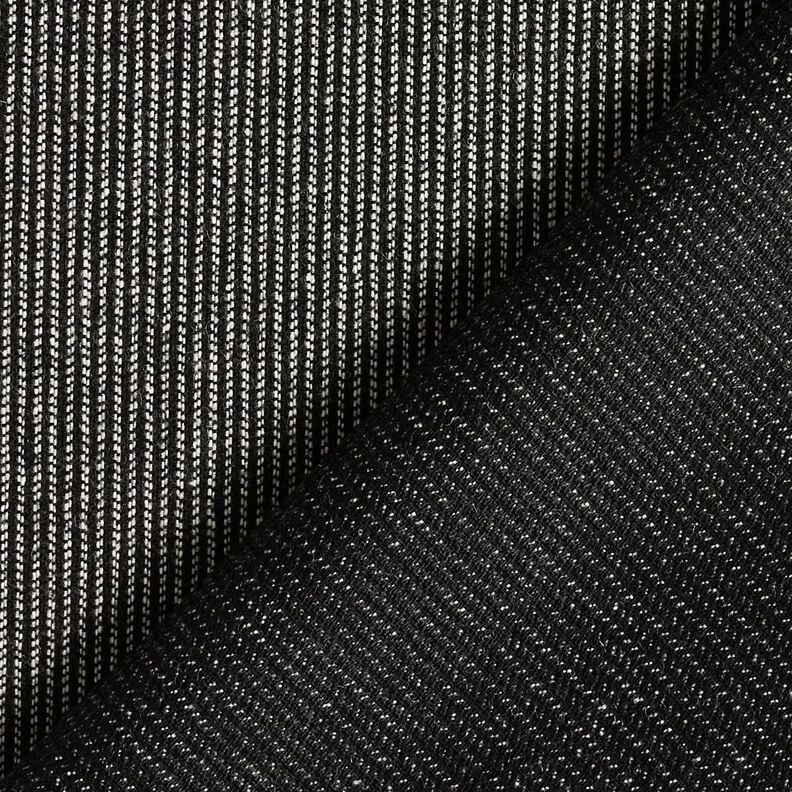 Tessuto per pantaloni in misto lana a righe melange – nero/bianco, image number 3