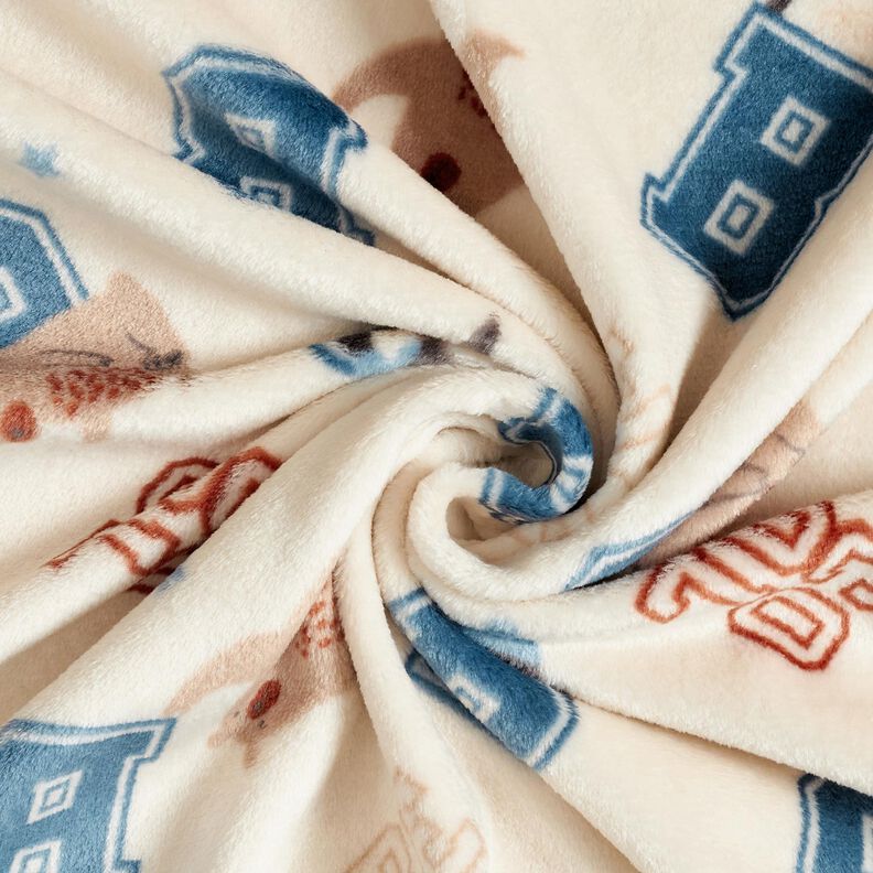 Morbido pile Giacca collage in stile – beige chiaro/blu, image number 3