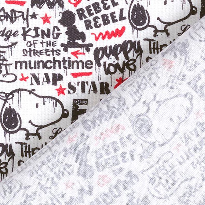 popeline di cotone, tessuto oggetto di licenza, Snoopy, graffiti | Peanuts ™ – bianco,  image number 4