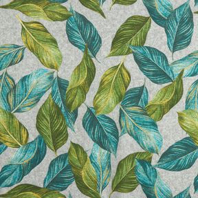 tessuto arredo tessuti canvas Foglie di ficus – abete blu/grigio | Resto 90cm, 