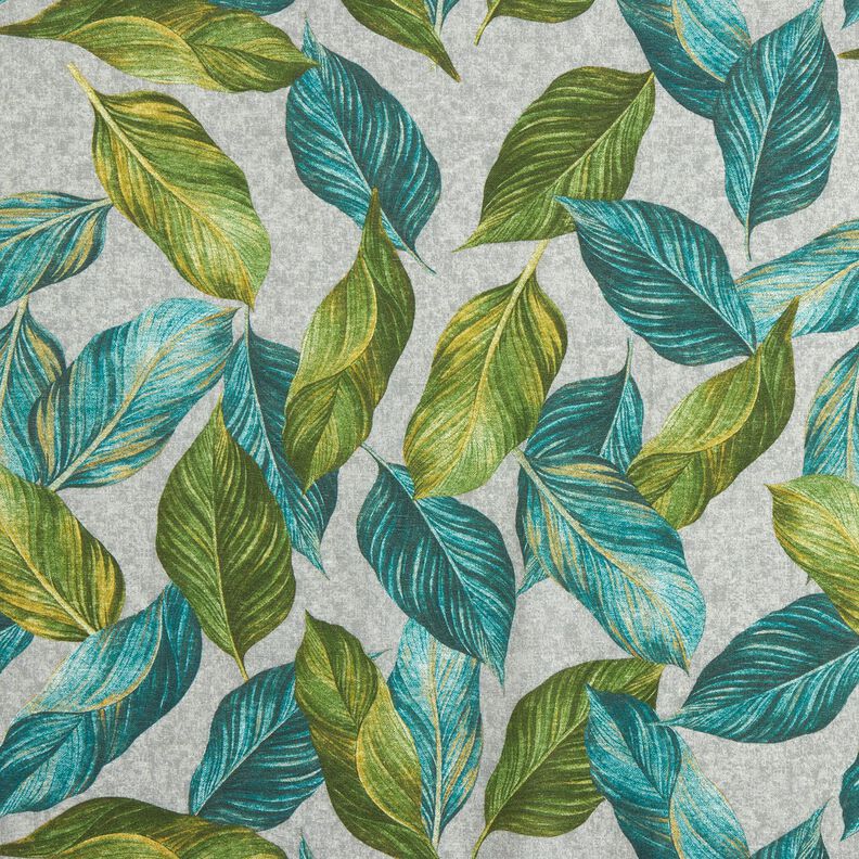 tessuto arredo tessuti canvas Foglie di ficus – abete blu/grigio, image number 1