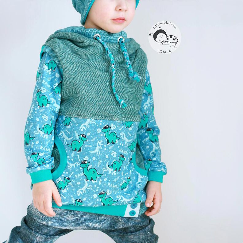 jersey di cotone Dinosauri e fossili | Glitzerpüppi – azzurro/menta piperita,  image number 7