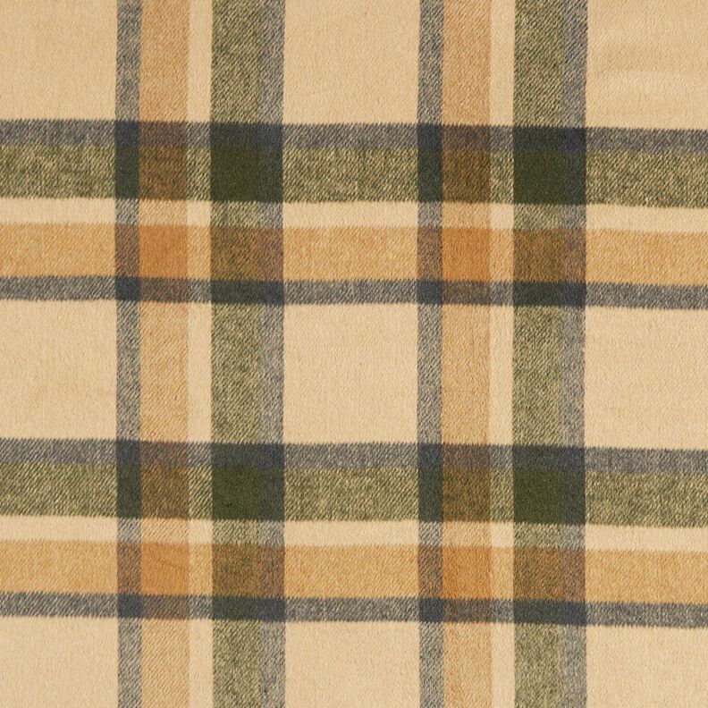 Tessuto per cappotto garzato a quadri scozzesi – sabbia/cachi chiaro, image number 1