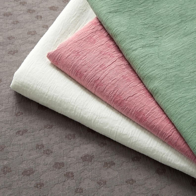 mussolina / tessuto doppio increspato Jacquard Fiori – bianco lana,  image number 6