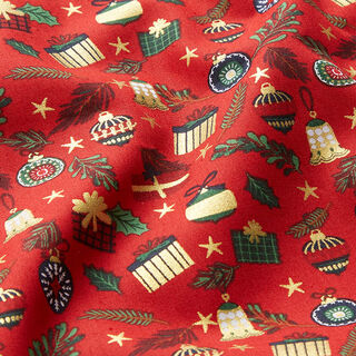 tessuto in cotone popeline Regali – rosso/oro, 