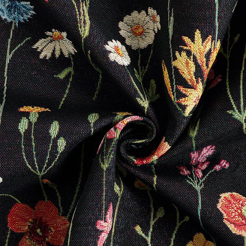 tessuto arredo gobelin fiori selvatici – nero/rosé,  image number 3