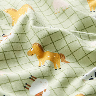 jersey di cotone, animali da fattoria – verde pastello, 