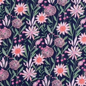 popeline di cotone Grandi fiori di prato stampa digitale | Poppy Fabrics – blu notte, 