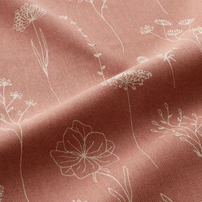 tessuto arredo mezzo panama Delicati fiori – rosa anticato, 