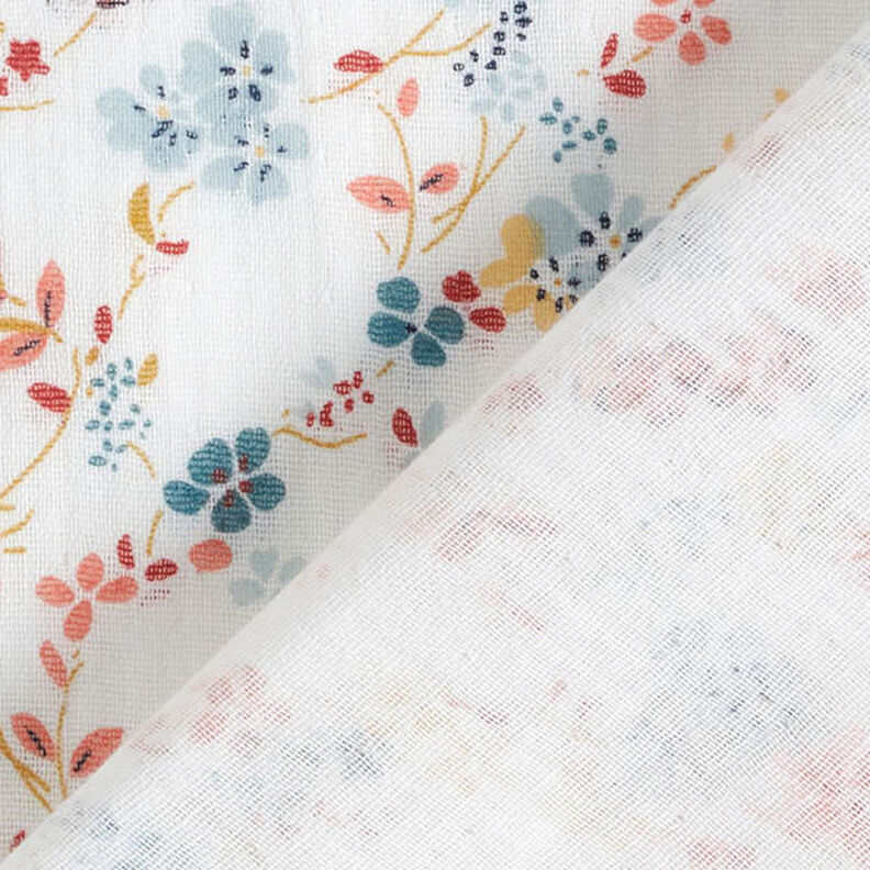 mussolina / tessuto doppio increspato romantici tralci di fiori – bianco,  image number 4