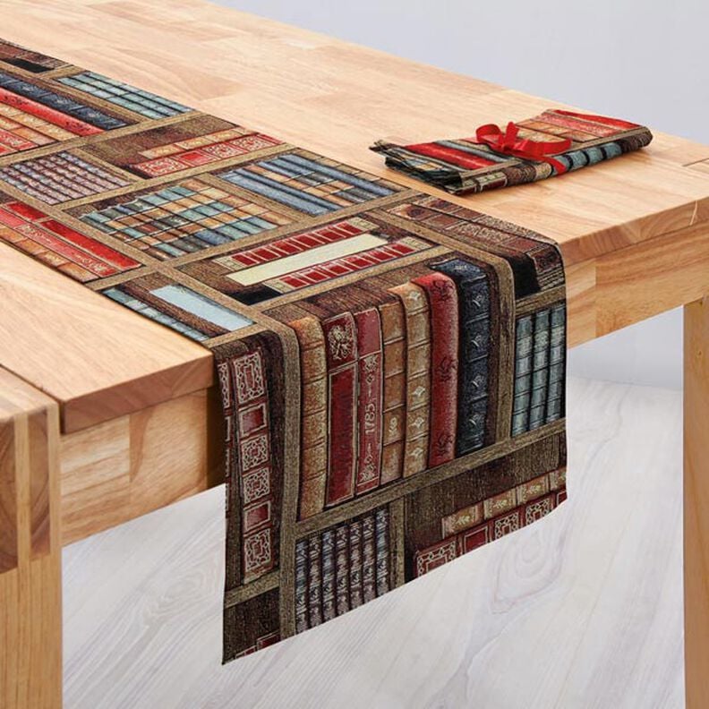 Gobelin jacquard Scaffale di libri – marrone, image number 4