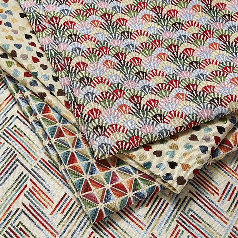 tessuto arredo gobelin Linee a zigzag – beige chiaro/blu, image number 5