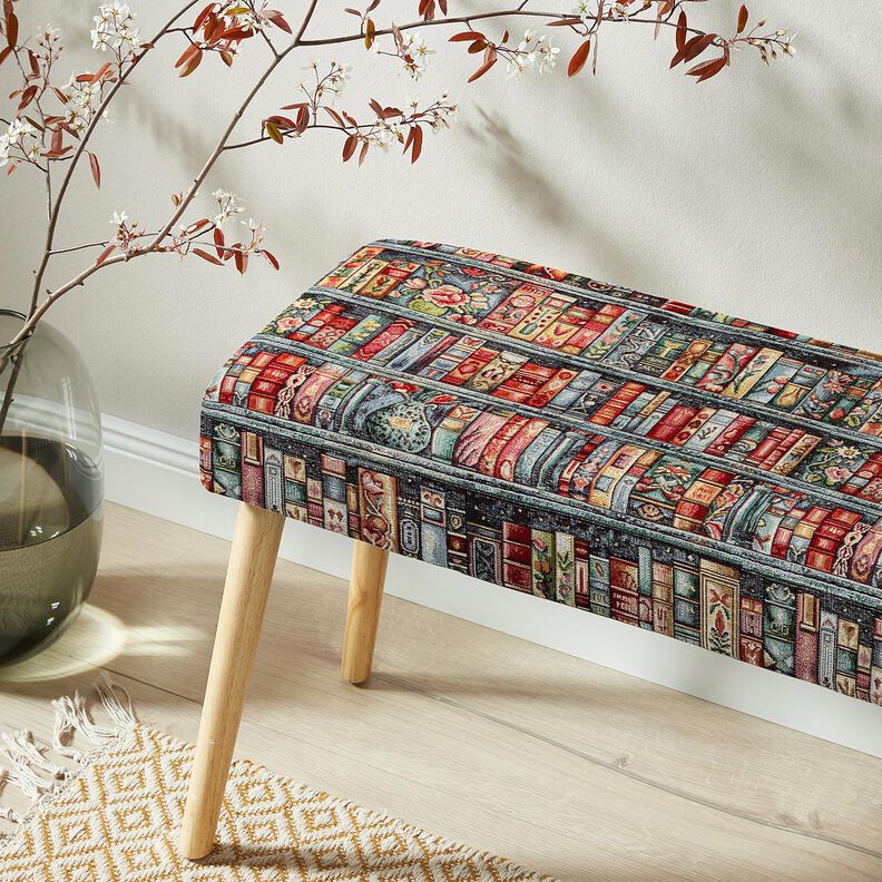 tessuto arredo gobelin Libreria colorata &ndash; abete blu/rosso carminio,  image number 5