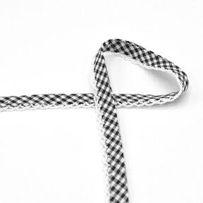 Nastro in sbieco Quadro vichy con bordo all'uncinetto [20 mm] – nero, 