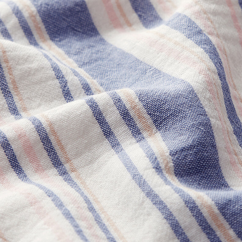 mussolina / tessuto doppio increspato righe tinte in filo | Poppy – bianco/blu marino,  image number 2