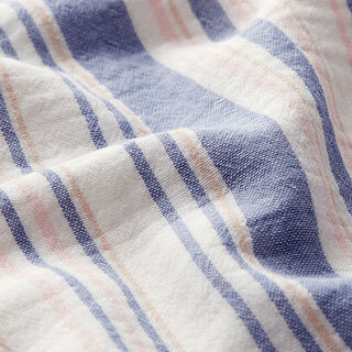 mussolina / tessuto doppio increspato righe tinte in filo | Poppy – bianco/blu marino, 