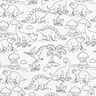 popeline di cotone Tessuto da colorare Dinosauri – bianco/nero,  thumbnail number 1