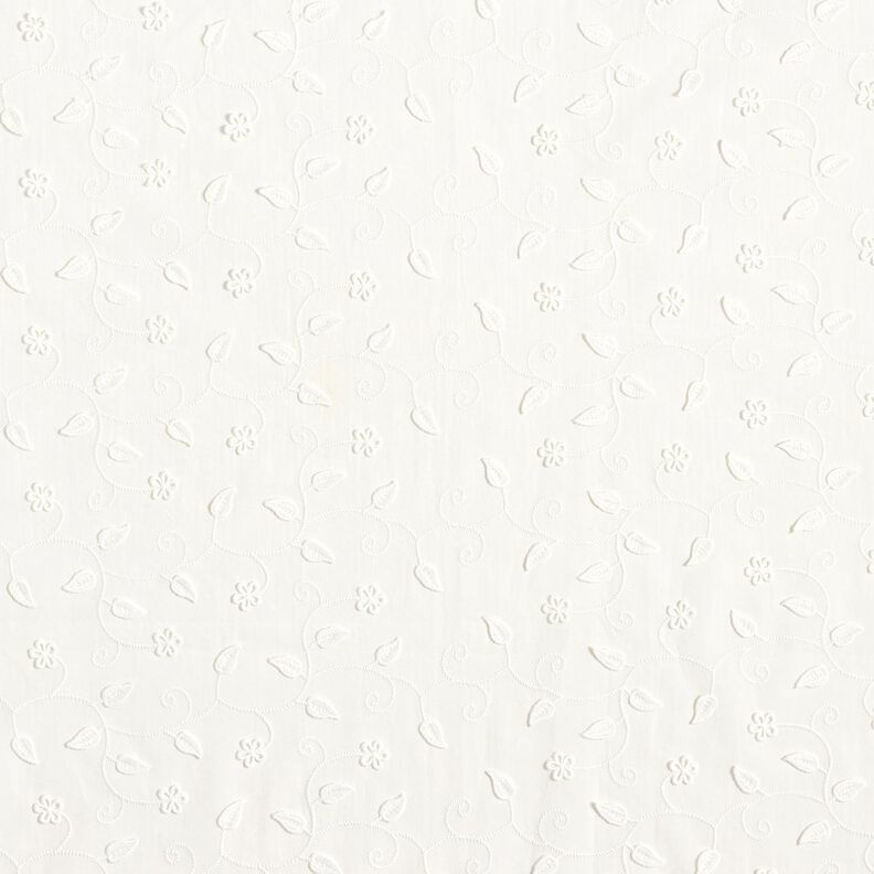 Tessuto di cotone ricamo 3D fiori &ndash; bianco,  image number 1