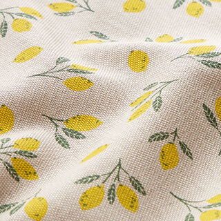 tessuto arredo mezzo panama, mini limoni – giallo/naturale, 