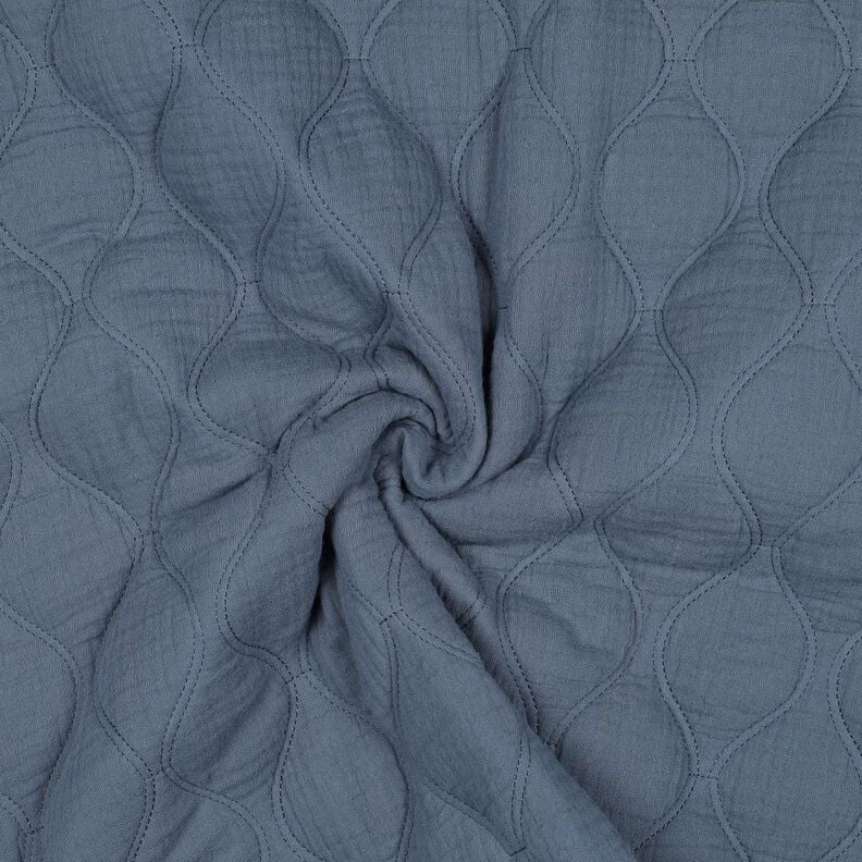 tessuto trapuntato mussola Onde – grigio blu,  image number 3