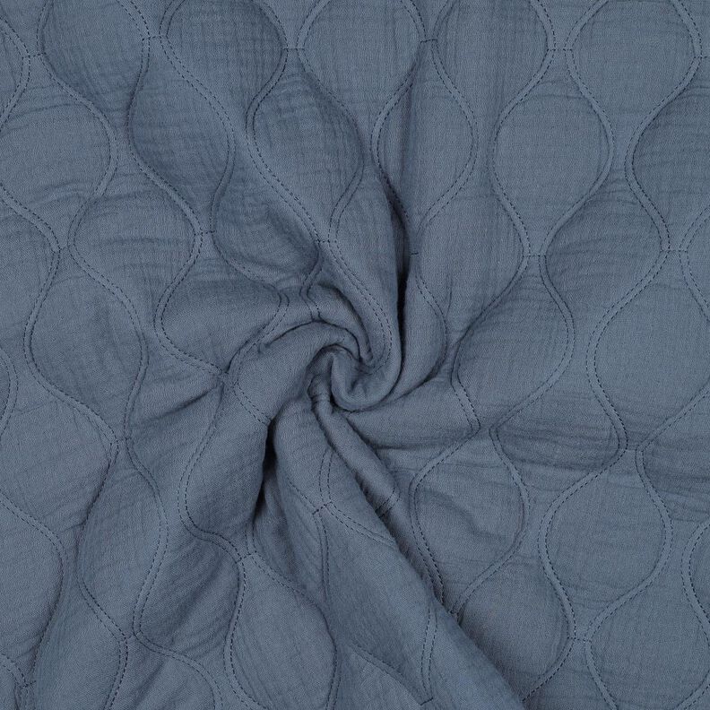 tessuto trapuntato mussola Onde – grigio blu, image number 3